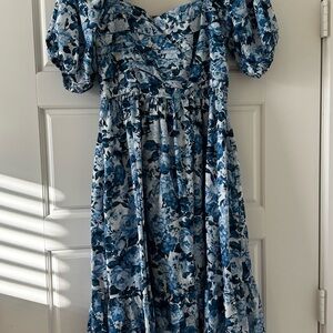 Abercrombie & Fitch Blue Floral Midi Dress